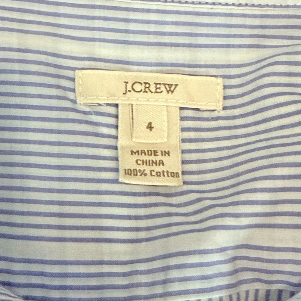 J.Crew Blue White Striped Pintuck Button-Down Shirt Women’s Size 4 Cotton - Picture 5 of 6